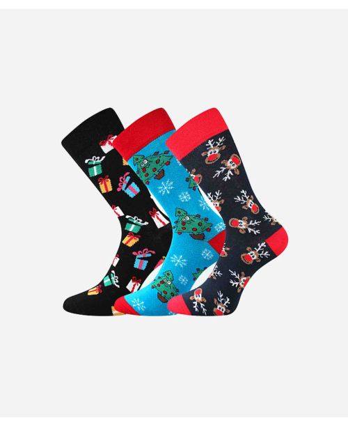 Barevné ponožky vánoční mix C, 3 páry