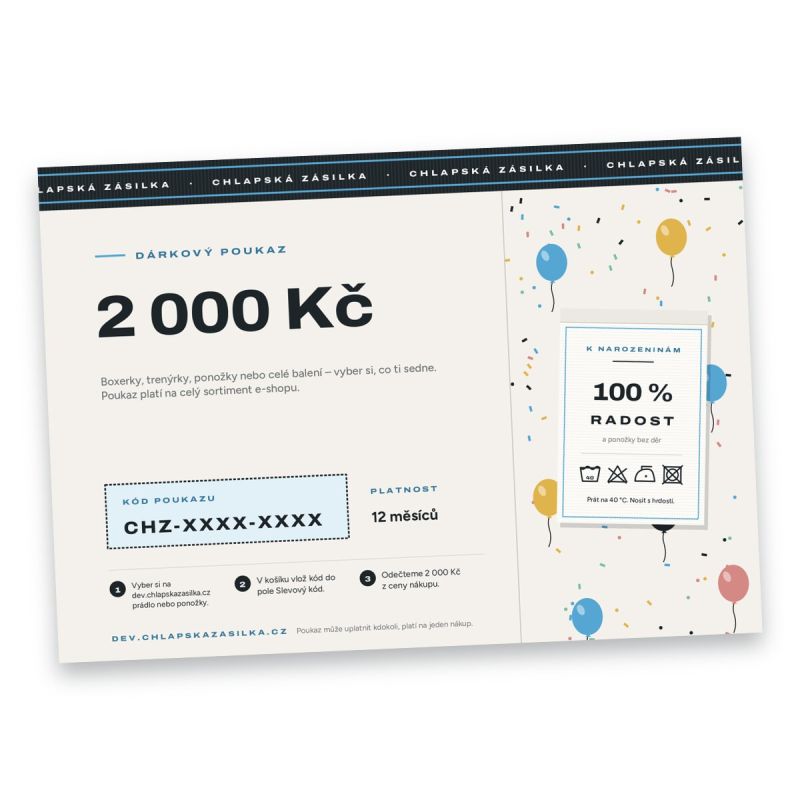 Dárkový poukaz k příležitosti – 2 000 Kč