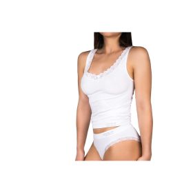 Dámská bambusová košilka Bamboo Seamless 010 s krajkou bílá