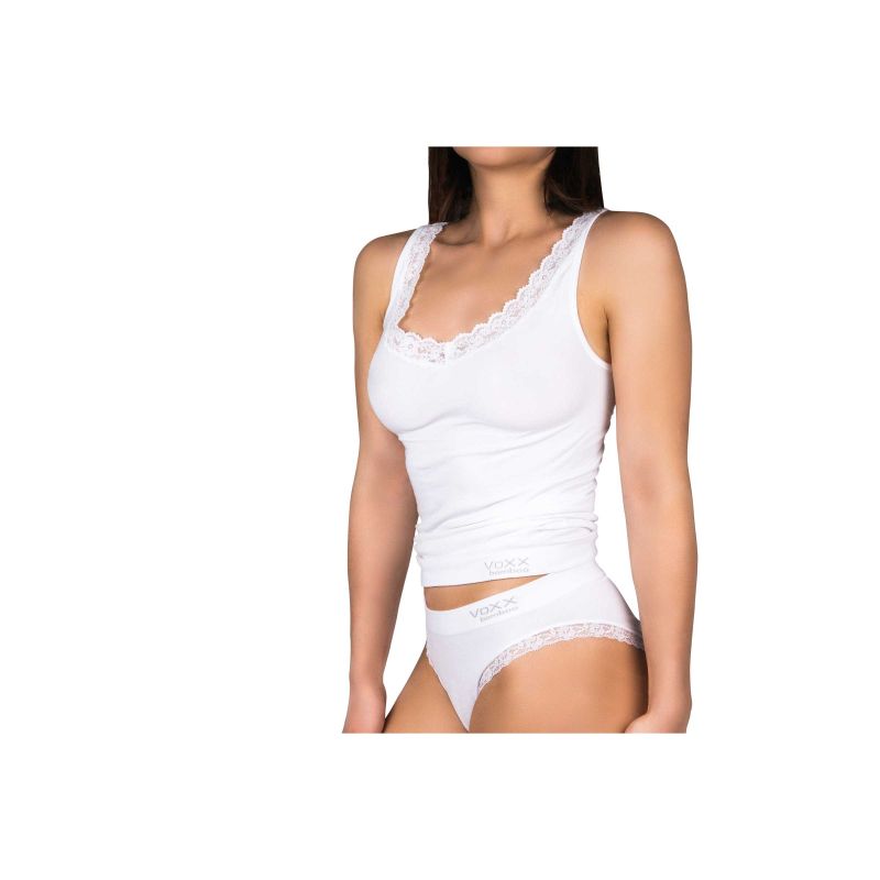 Dámská bambusová košilka Bamboo Seamless 010 s krajkou bílá