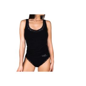 Dámská bambusová košilka Bamboo Seamless 010 s krajkou černá