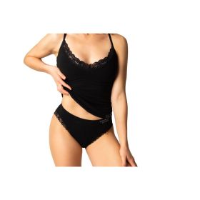 Dámská bambusová košilka Bamboo Seamless 012 s krajkou černá