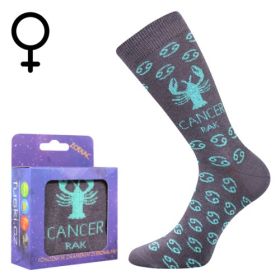 Ponožky se znamením zvěrokruhu Zodiac v krabičce rak tmavě šedé