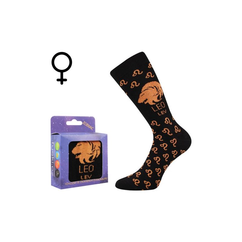 Ponožky se znamením zvěrokruhu Zodiac v krabičce lev černé