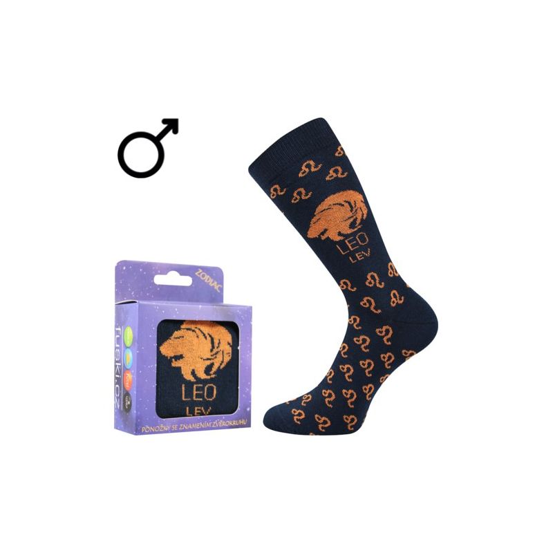 Ponožky se znamením zvěrokruhu Zodiac v krabičce lev tmavě modré