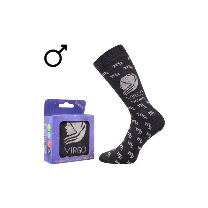 Ponožky se znamením zvěrokruhu Zodiac v krabičce panna tmavě šedé