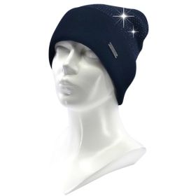 Dámská pletená čepice Carina s lurexem tmavě modrá