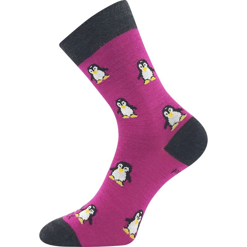Dámské slabé ponožky z merino Sněženka s ionty stříbra fuxia