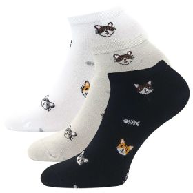 Nízké bambusové ponožky Bibiana mix kočky (3 páry)