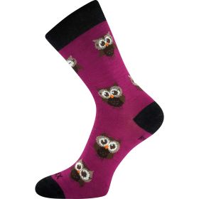 Dámské slabé ponožky z merino Bubo s ionty stříbra fuxia