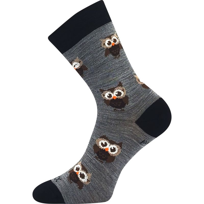 Dámské slabé ponožky z merino Bubo s ionty stříbra světle šedé