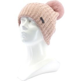 Dámská pletená čepice Minor s merino a bambulí růžová