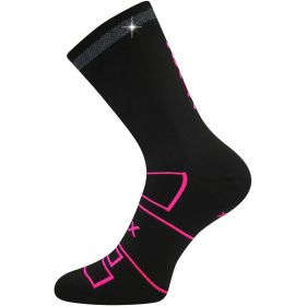 Sportovní ponožky Reflexon s reflexním prvkem černé s neon růžovou