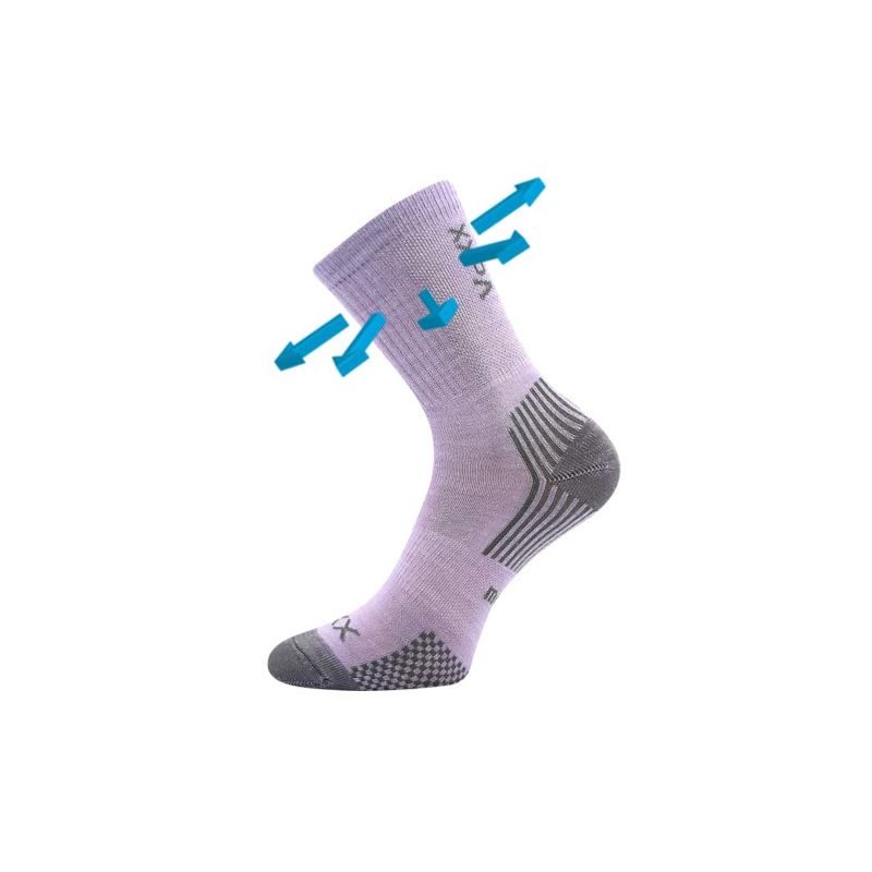 Dětské slabé ponožky z merino Optimalik s ionty stříbra světle fialové