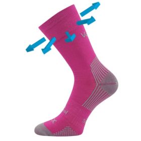 Slabé ponožky z merino Optimus s ionty stříbra fuxia