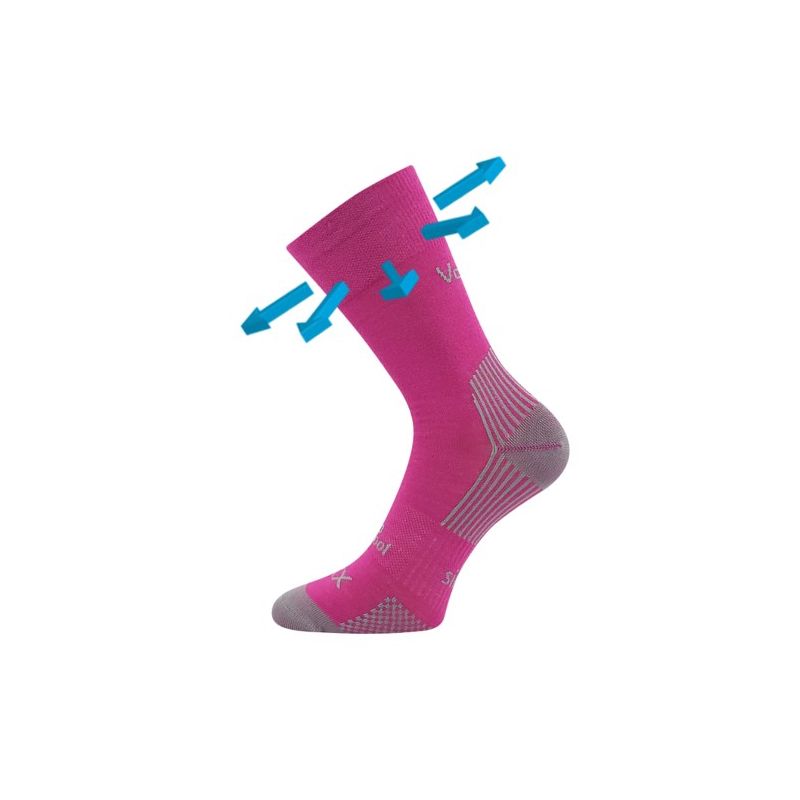 Slabé ponožky z merino Optimus s ionty stříbra fuxia