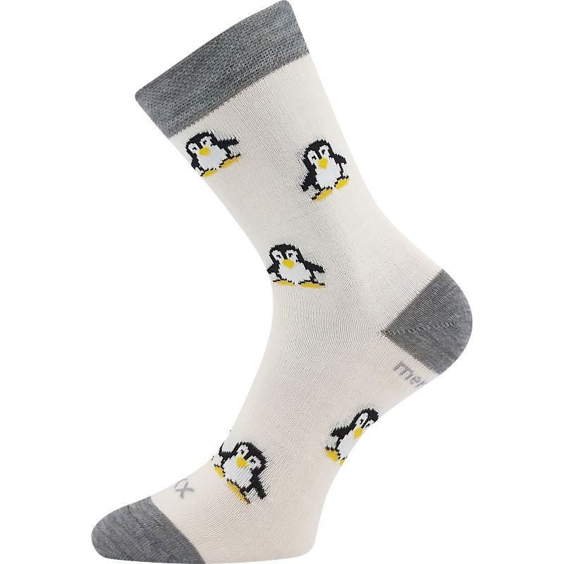 Dětské slabé ponožky z merino Penguinik s ionty stříbra režná