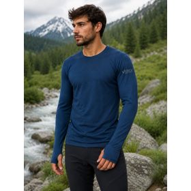 Funkční pánské tričko Merinowool 03 slim s dlouhým rukávem jeans