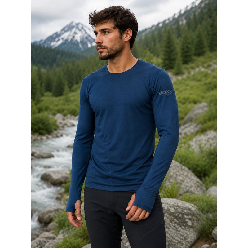 Funkční pánské tričko Merinowool 03 slim s dlouhým rukávem jeans
