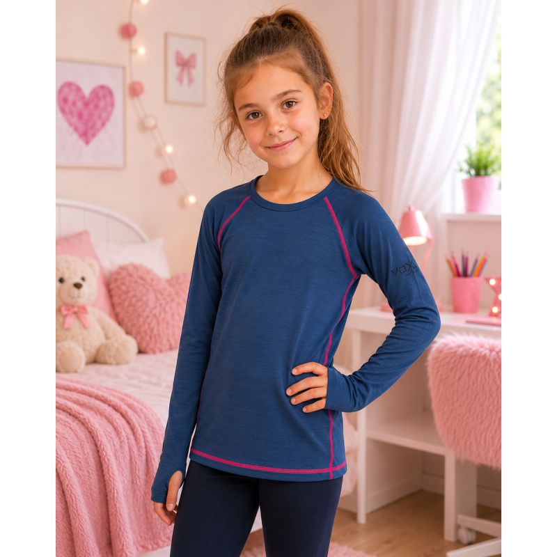 Funkční dětské tričko Merinowool 21 s dlouhým rukávem jeans/magenta